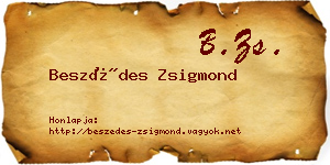 Beszédes Zsigmond névjegykártya